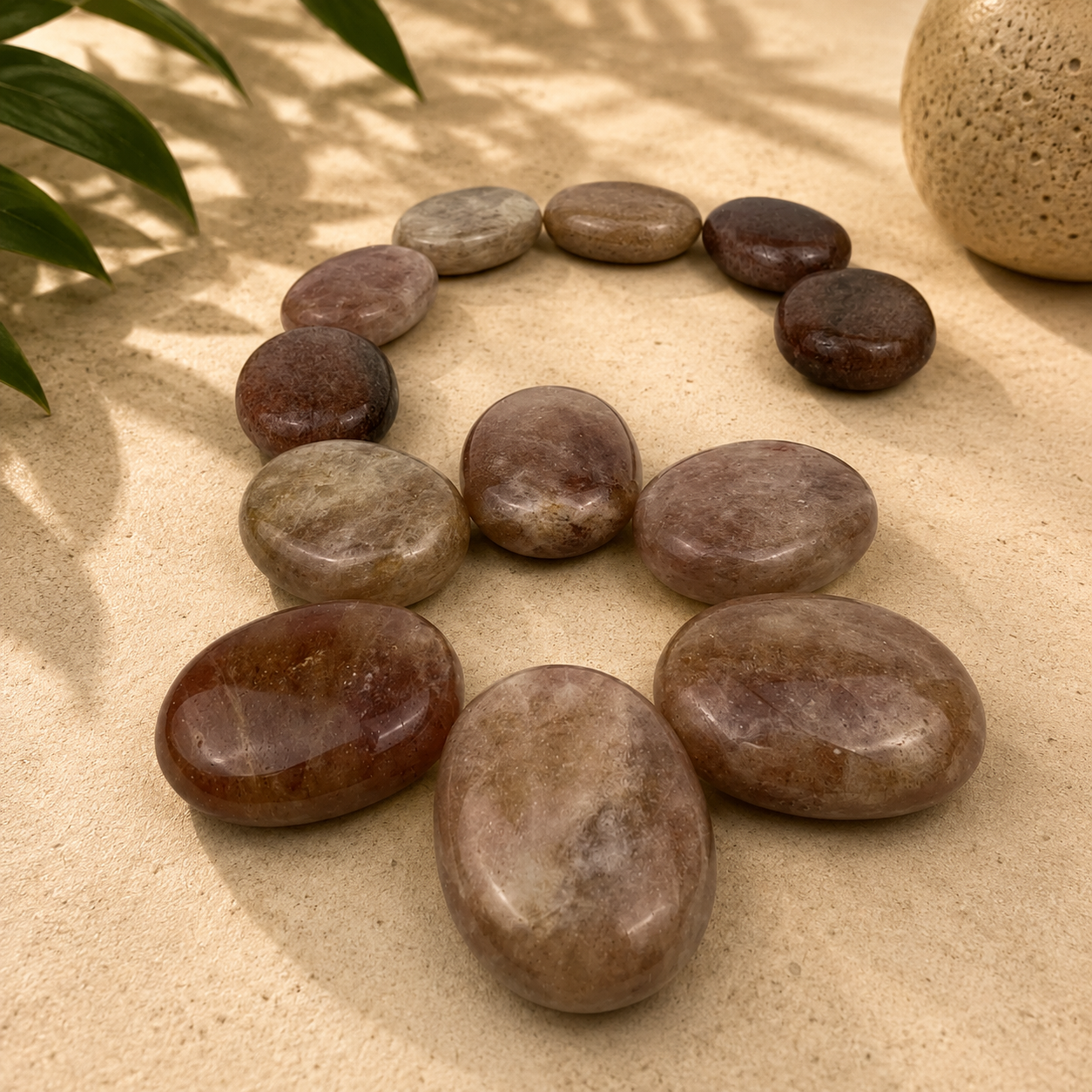 Strawberry Quartz Palm Stone - 1.75 inch