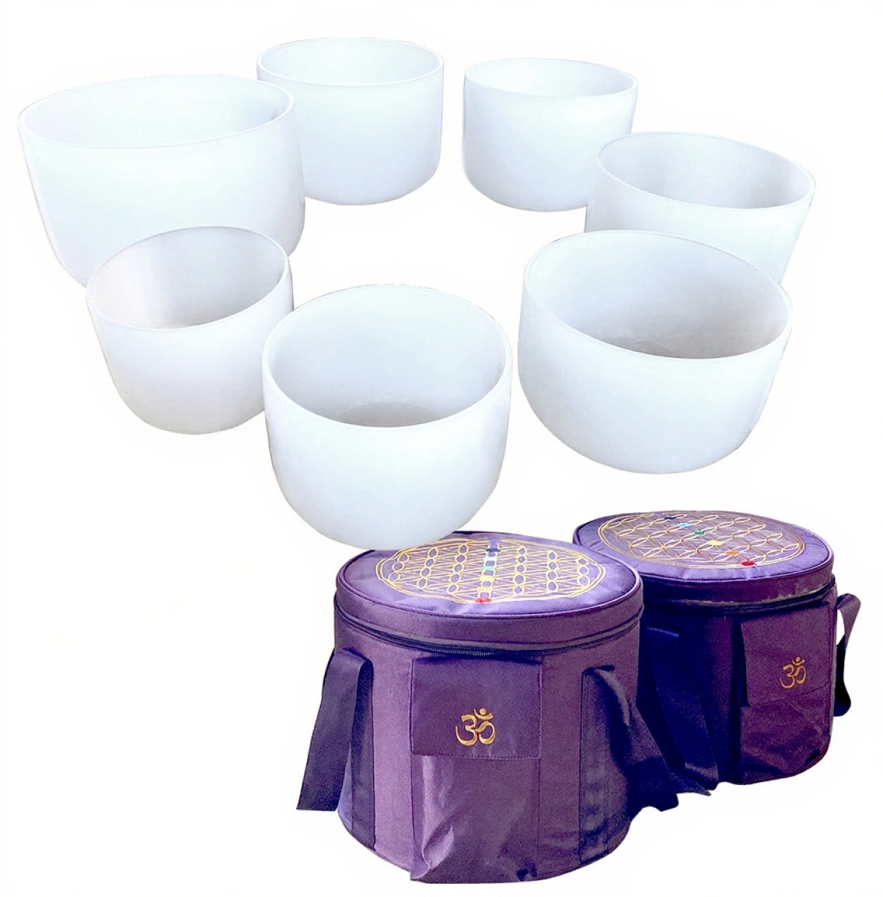 Singing Bowl Crystal Seven Chakra Tuned - 8-14 inch (Set of 7)