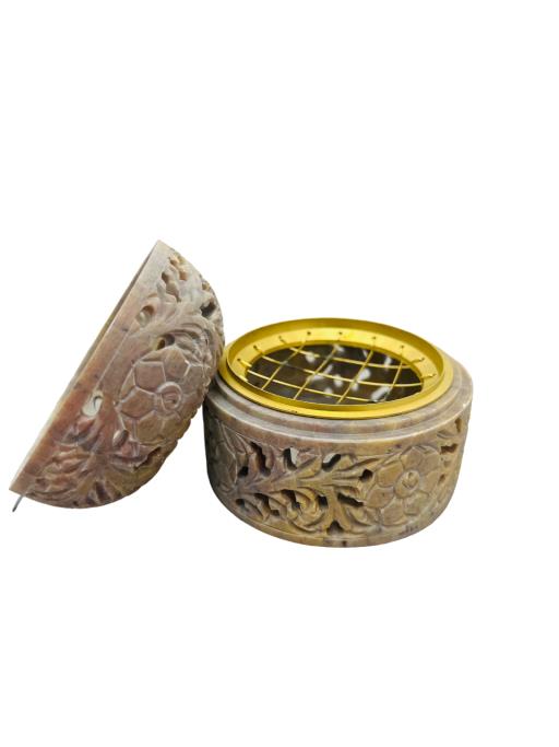 Leaf Design Brass Jali Charcoal Burner