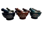 Seven Chakra Soapstone Mortar and Pestle Set - 4 inch