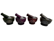 Seven Chakra Soapstone Mortar and Pestle Set - 4 inch