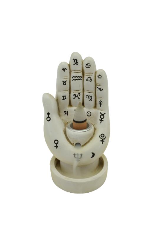 # Hamsa Hand Backflow Incense Burner - White