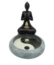 Meditating Figure Yin Yang Backflow Incense Burner - 5.5 inch
