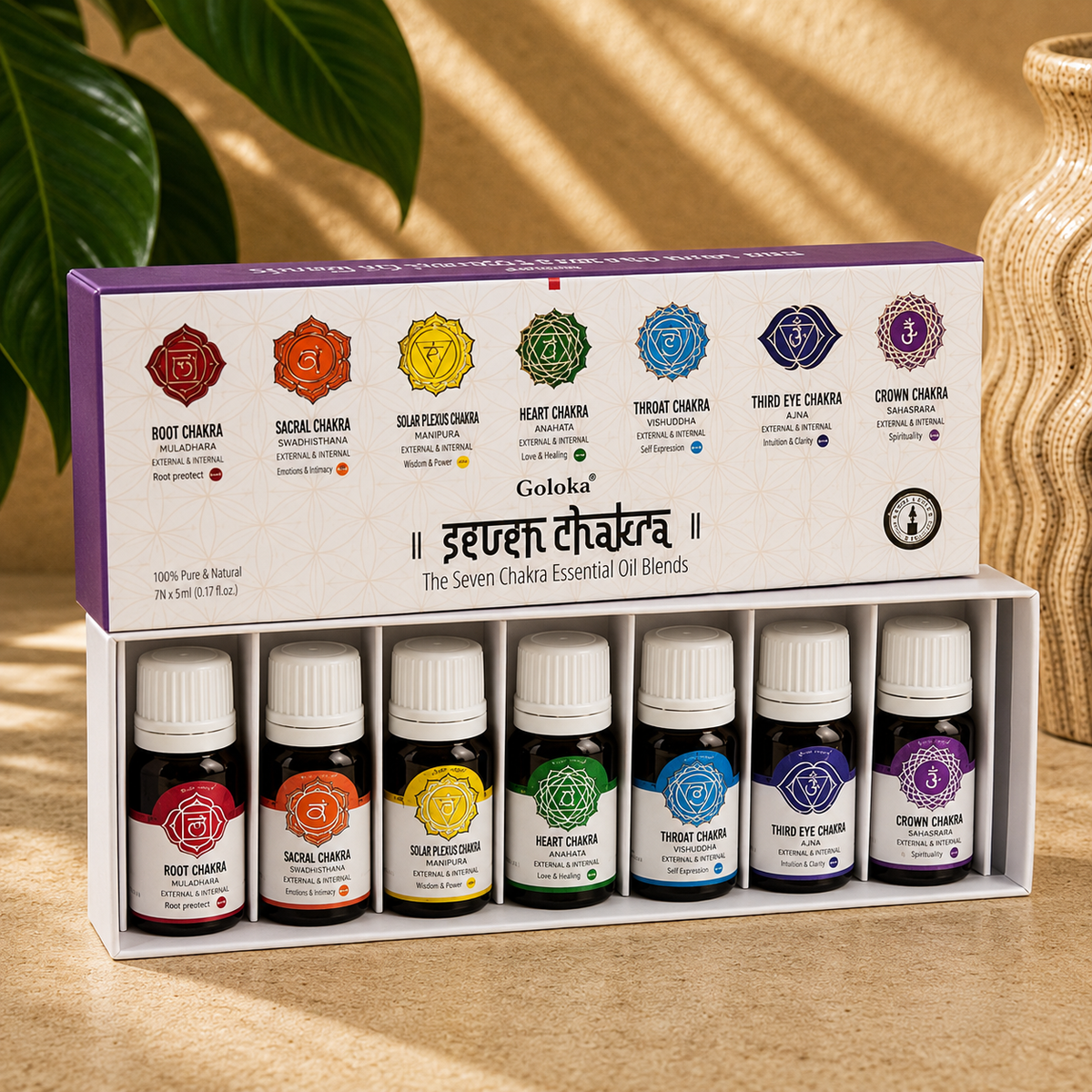 Goloka Seven Chakra Essential Oil Blend Gift Set (7 x 5ml)