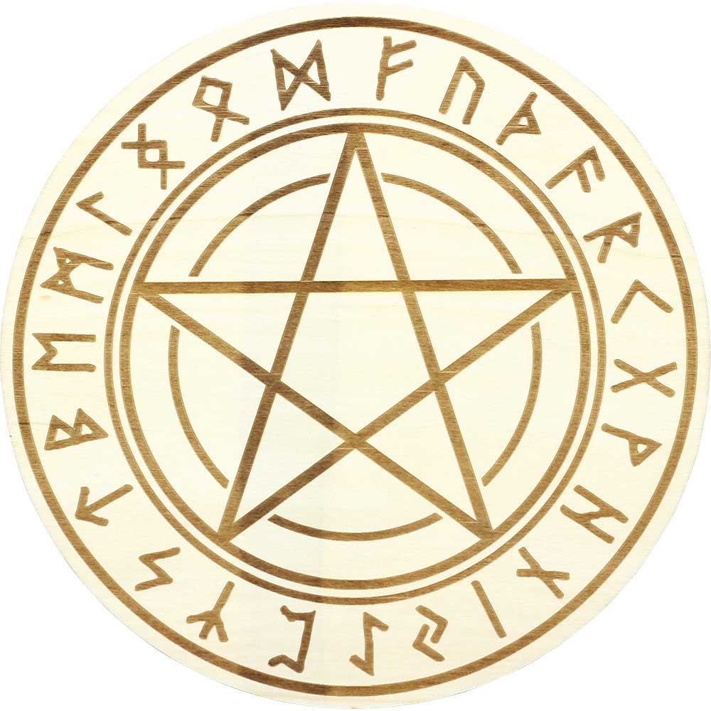 Runes Pentacle Crystal Grid - 12 inch