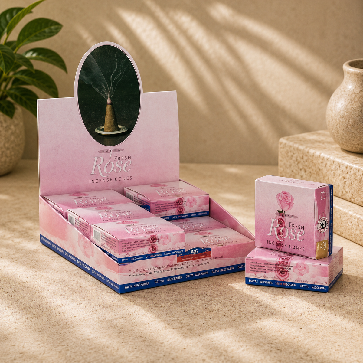. Satya Fresh Rose Dhoop Cones (12 Cones)