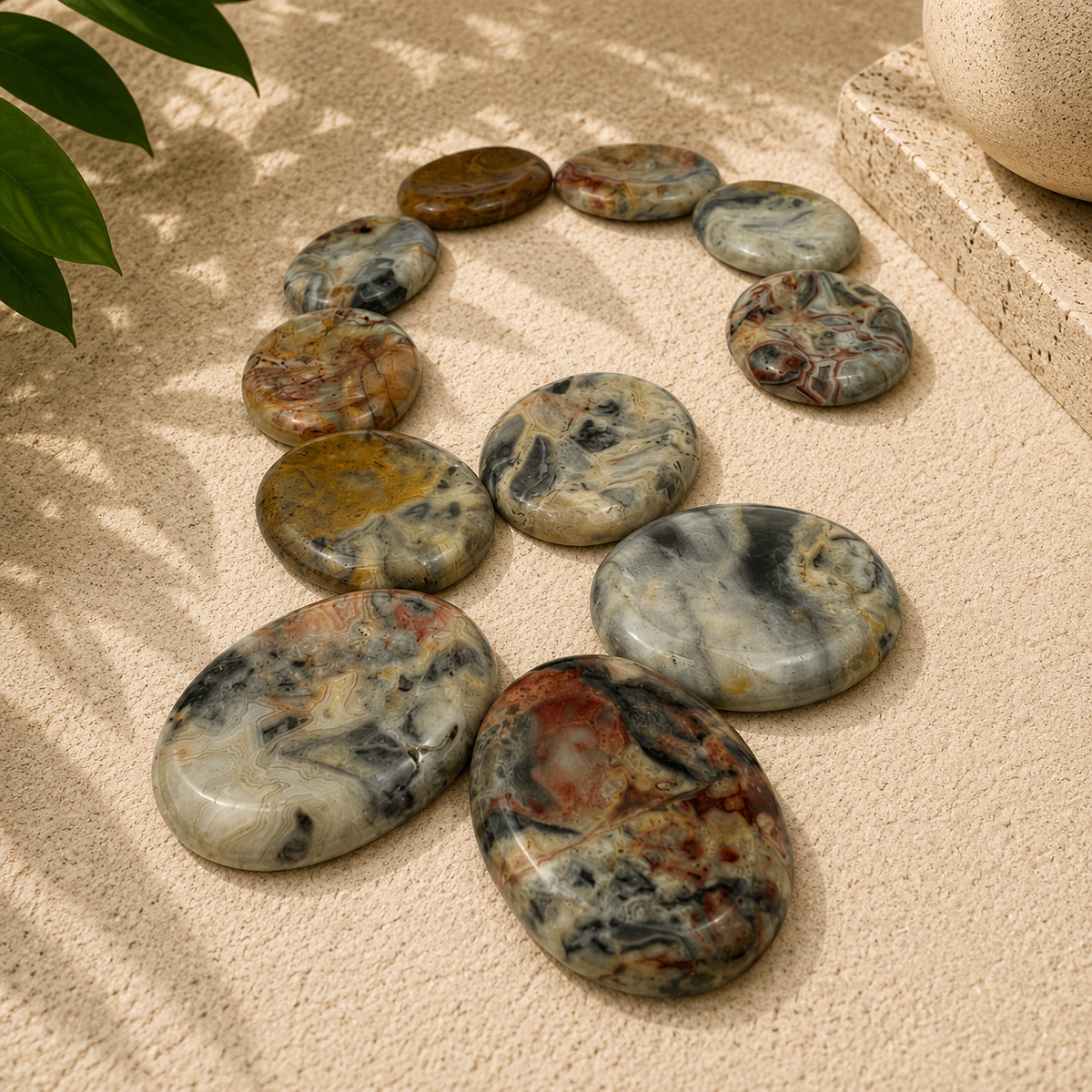 Crazy Lace Agate Worry Stone - 2 inch