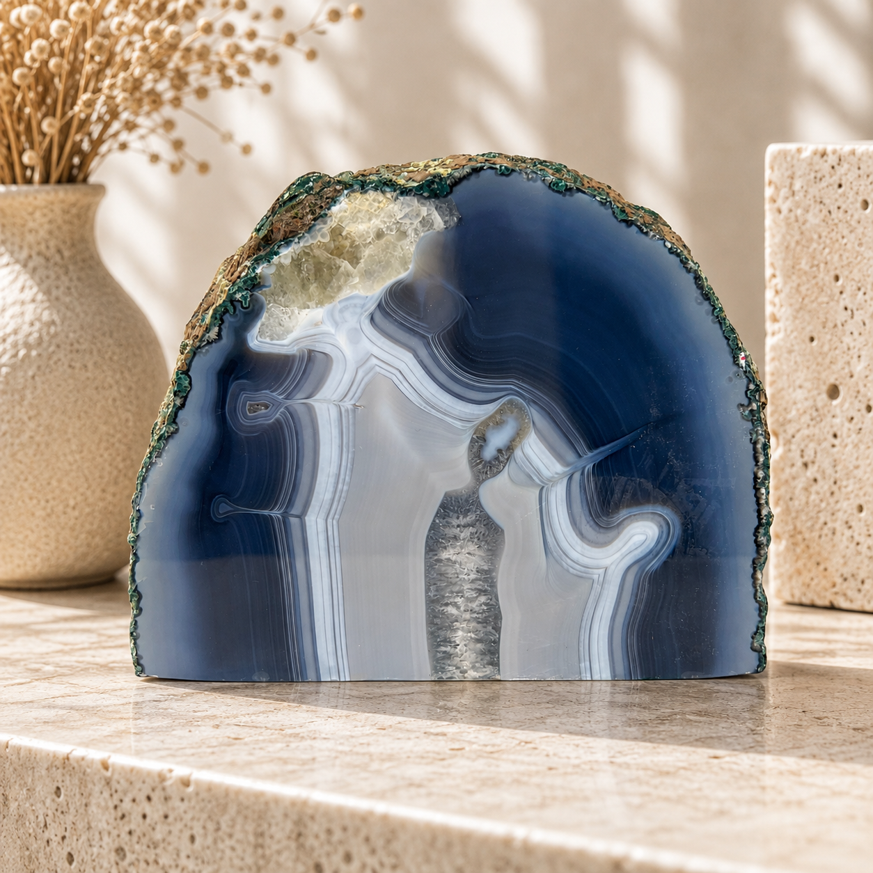 Blue Agate Slab - 4.4 x 5.7 inch