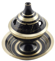 Brass Black & Golden Incense Burner with Plate