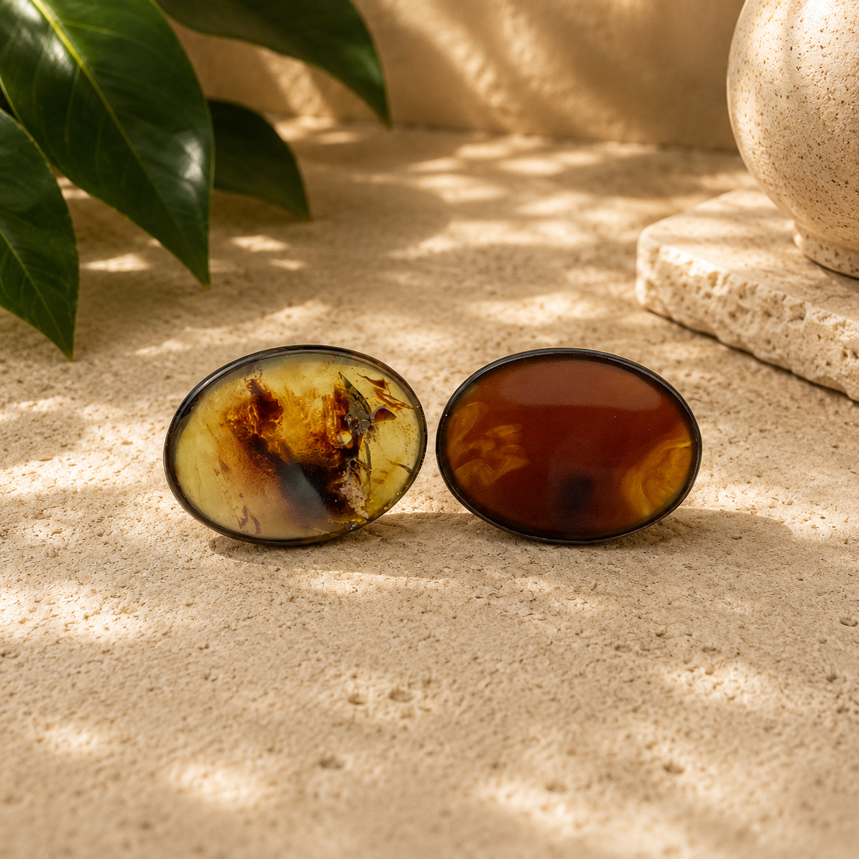 Amber Worry Stone - 1.75 inch