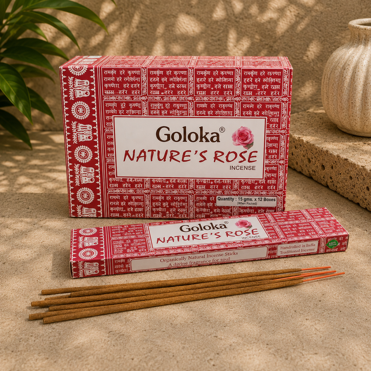 Goloka Nature's Rose Incense Sticks (15g)