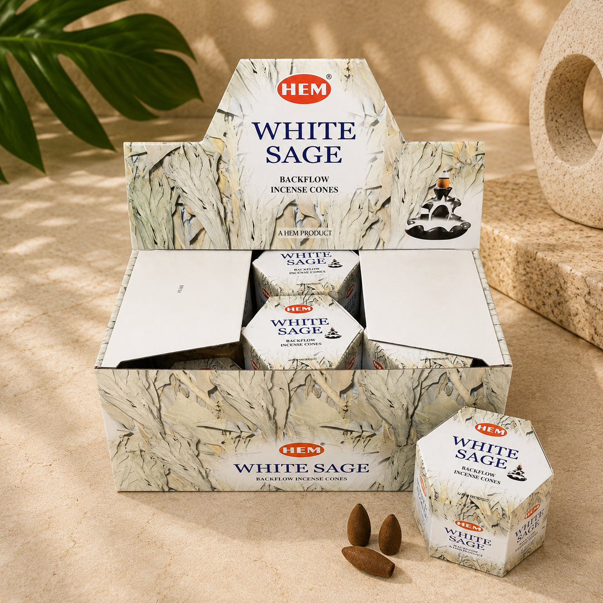 HEM White Sage Backflow Cones (40 Cones)