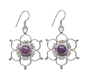 Lotus Amethyst Sterling Silver Earrings