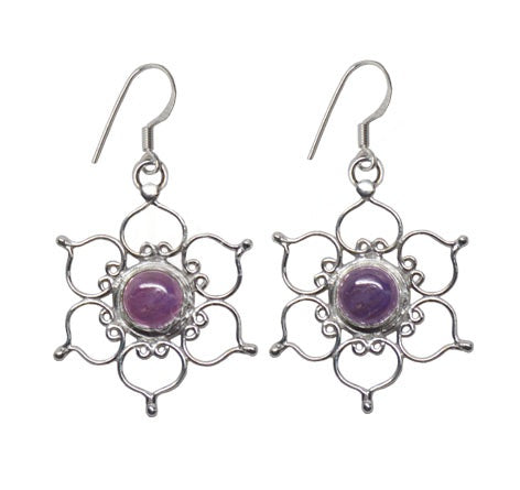 Lotus Amethyst Sterling Silver Earrings