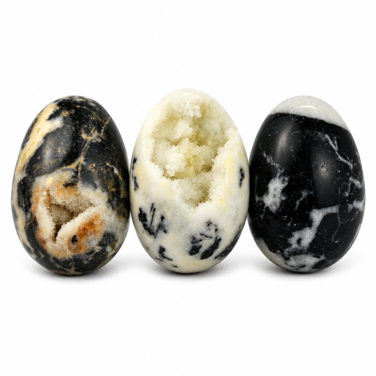 Dendritic Agate with Druse Egg - 2.25-3 inch