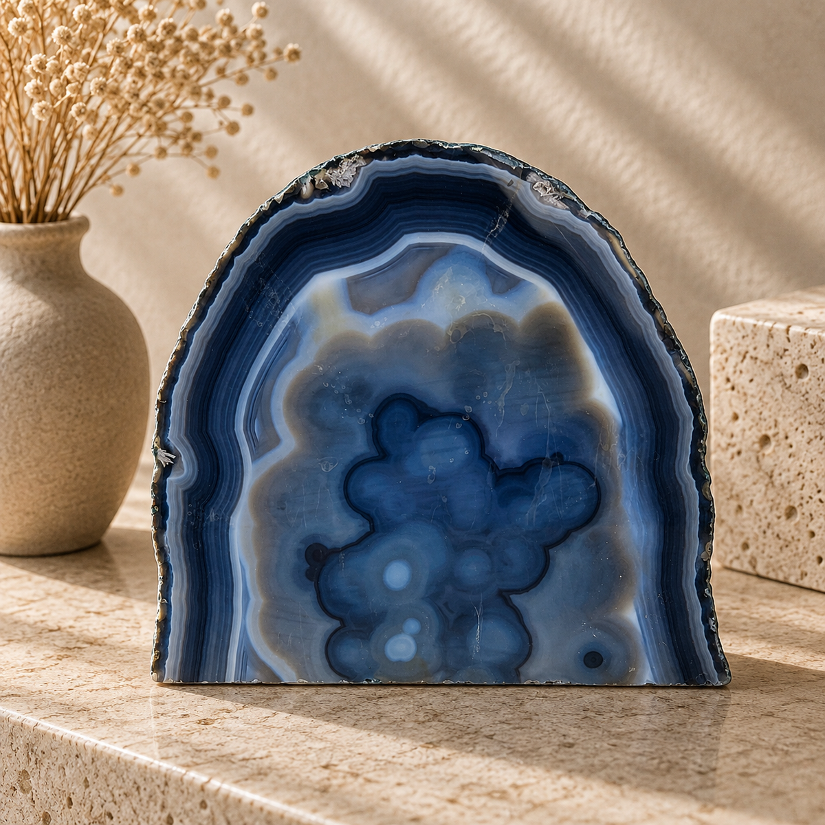 Blue Agate Slab - 6.4 x 7.4 inch