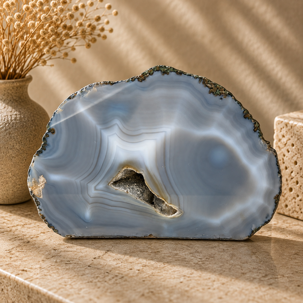 Blue Agate Slab - 4.8 x 7.8 inch