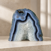 Blue Agate Geode Half - 5.1 x 6.0 inch