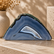 Blue Agate Geode Half - 3.5 x 6.7 inch