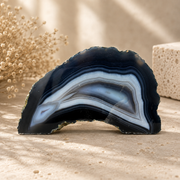 Blue Agate Geode Half - 3.3 x 6.2 inch
