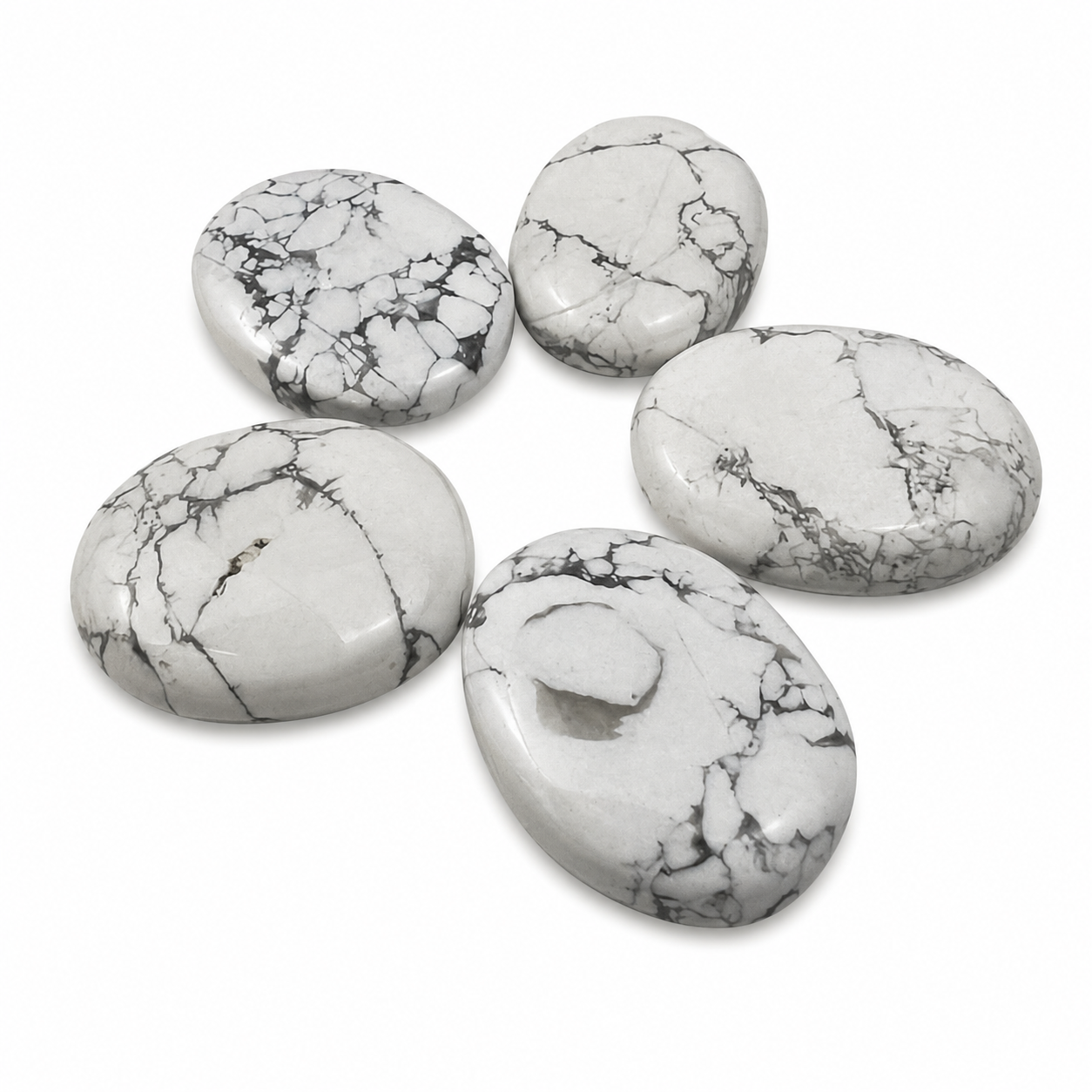 White Howlite Worry Stone - 1.5-1.75 inch