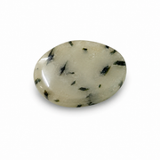Quartz with Green Tourmaline Worry Stone - 1.5 inch