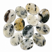 Quartz with Green Tourmaline Worry Stone - 1.5 inch
