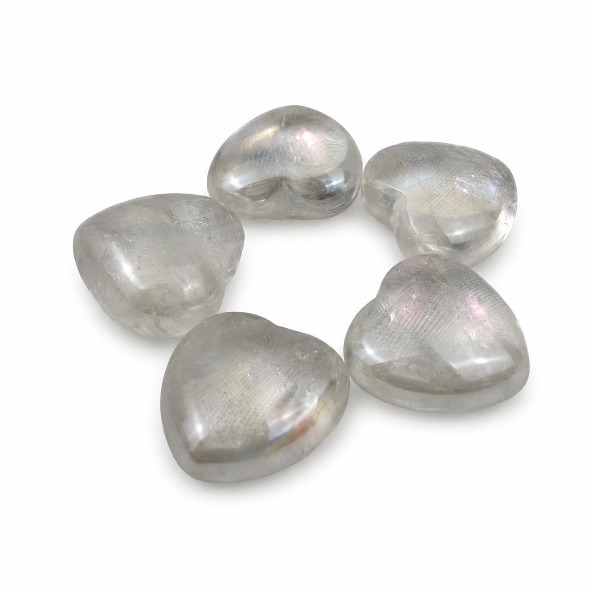 Angel Aura Plated Crystal Quartz Heart - 1.0 inch
