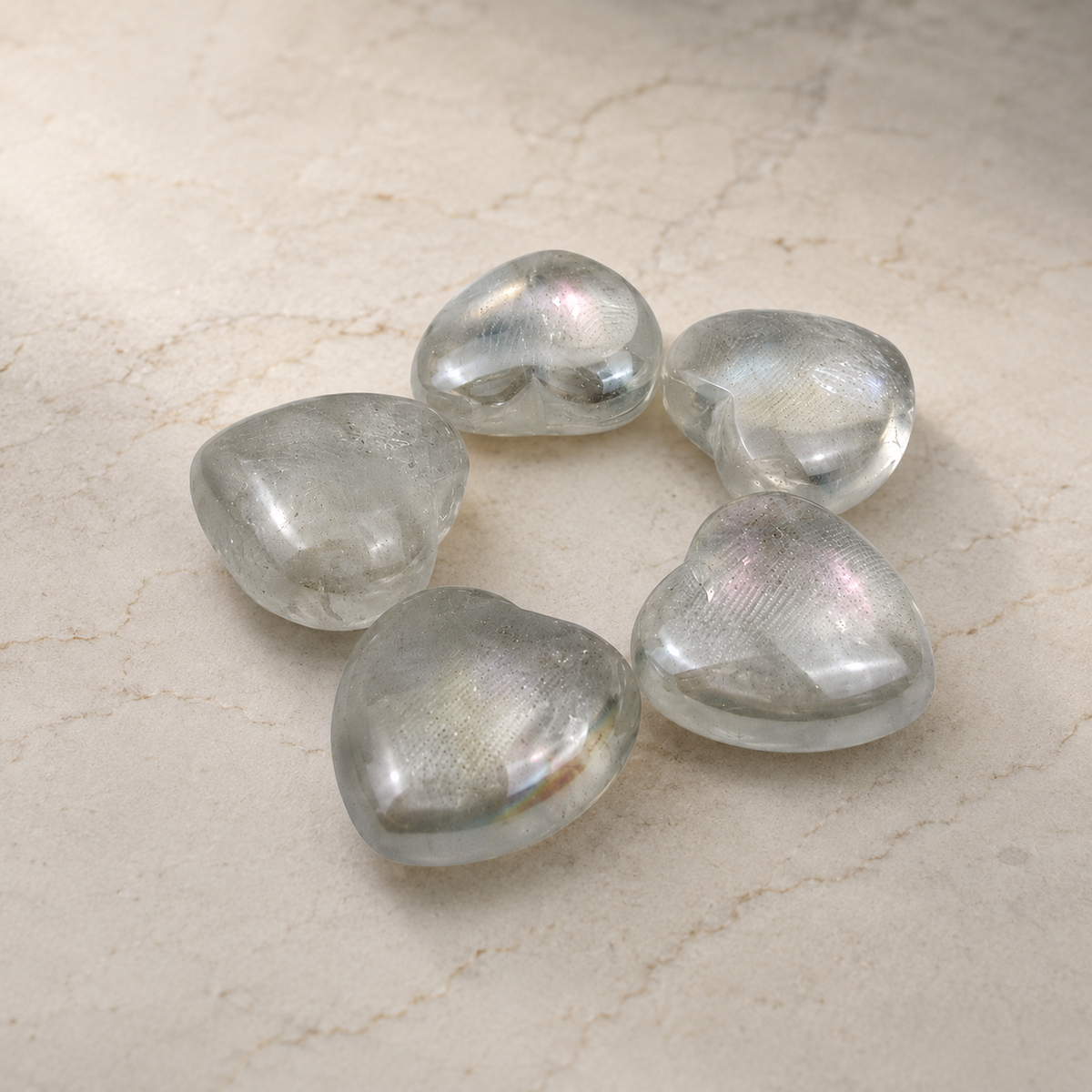 Angel Aura Plated Crystal Quartz Heart - 1.0 inch