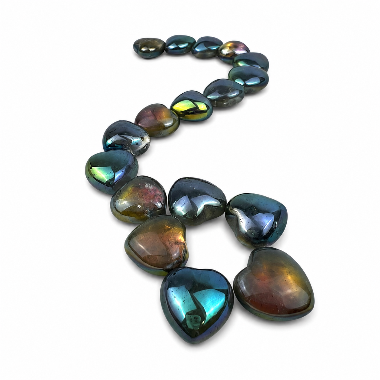 Black Rainbow Plated Crystal Quartz Heart - 1.0 inch