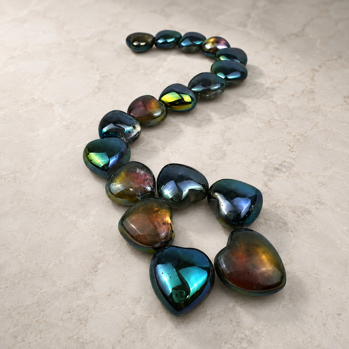 Black Rainbow Plated Crystal Quartz Heart - 1.0 inch