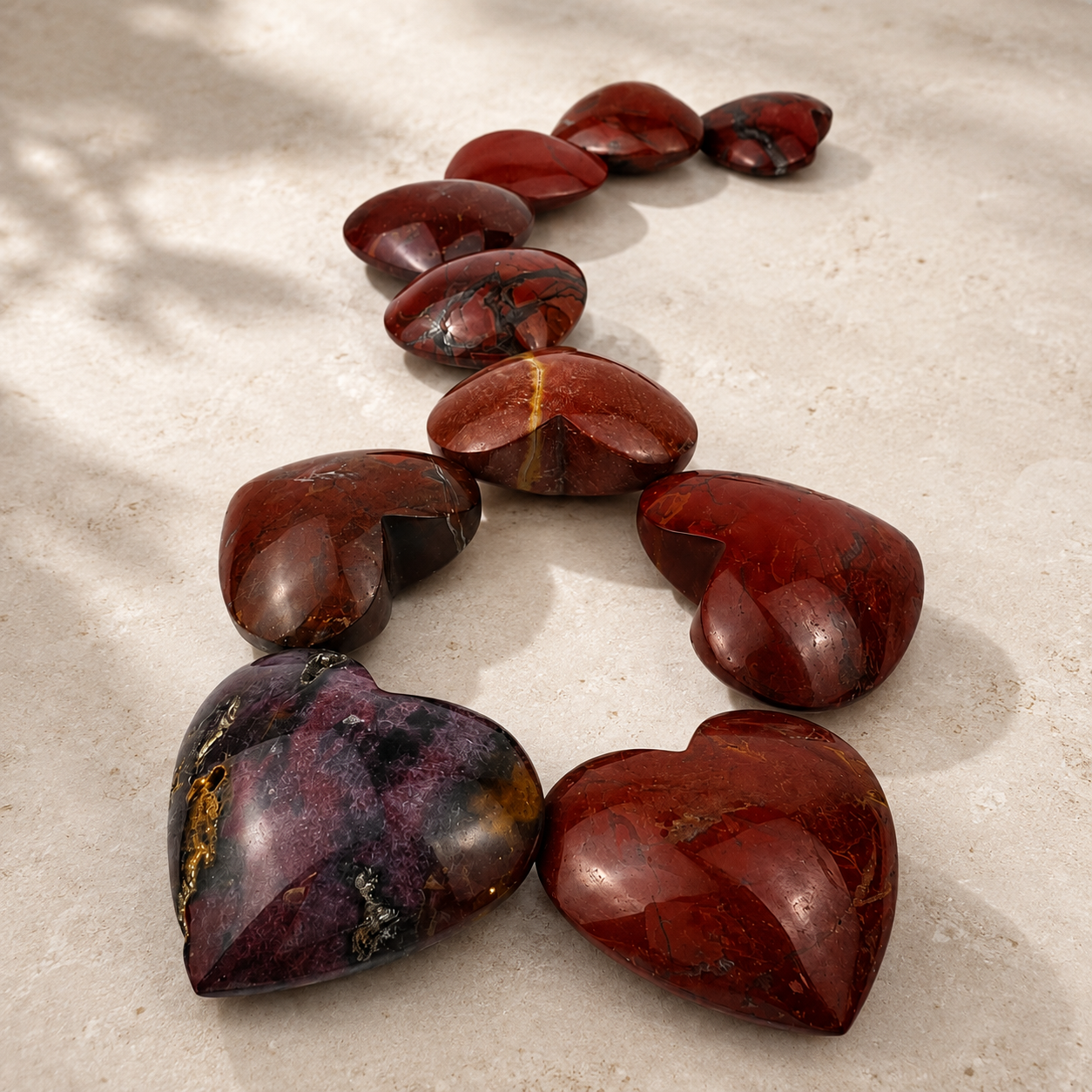 Red Petrified Wood Heart - 2.0 inch