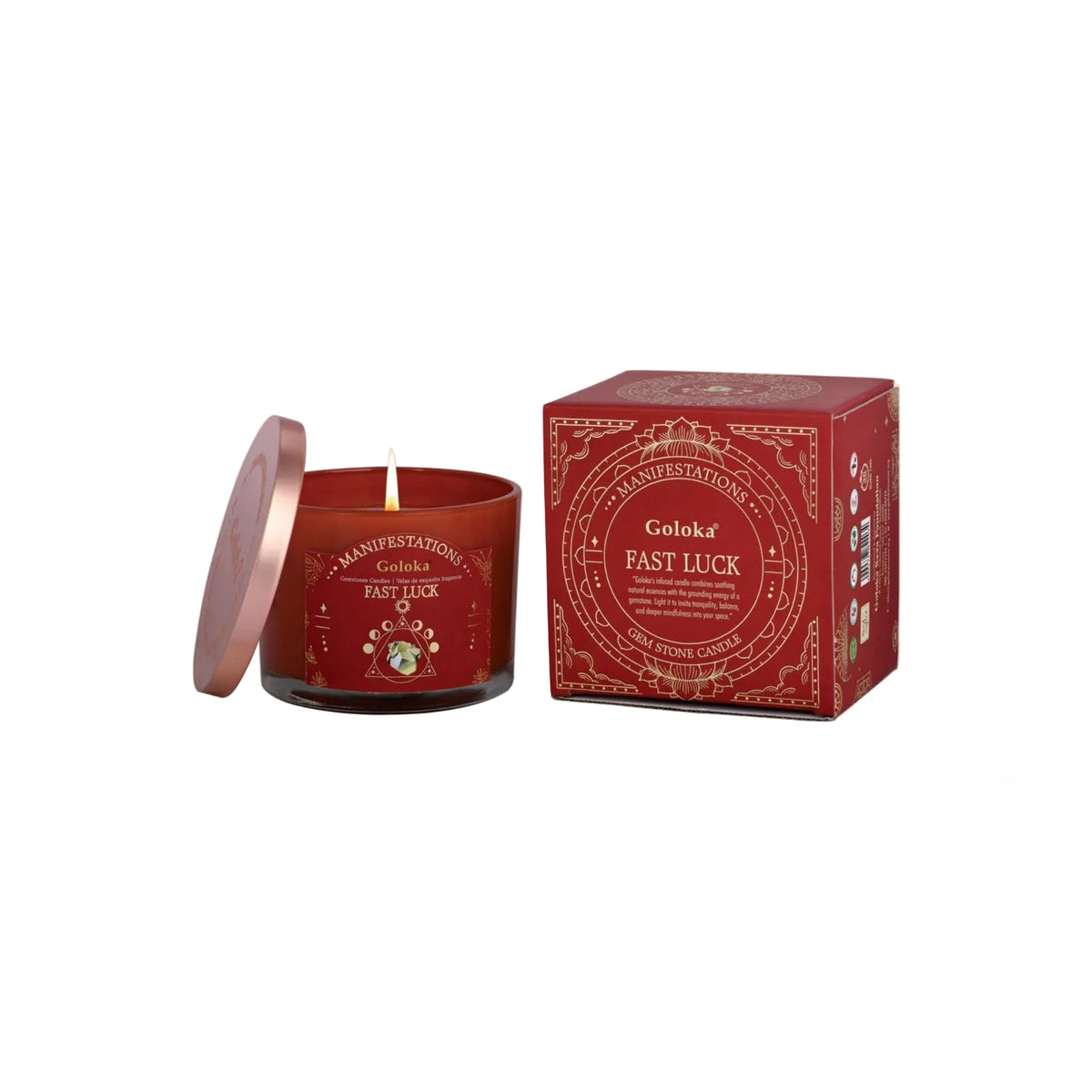 # Goloka Manifestations Fast Luck Jar Candle with Green Jade