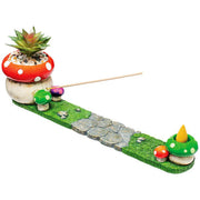 Fujima Mushroom Incense Burner with Faux Plant (12.5 in)