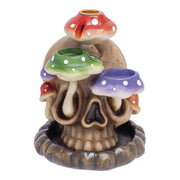Fujima Tri-Mushroom Skull Backflow Incense Burner - 6 inch