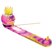 Fujima Trippy Cat Hand-Painted Incense Stick and Cone Burner - 12.5 inch