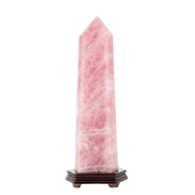 Rose Quartz Crystal Tower on Wood Stand - 24.5 inch