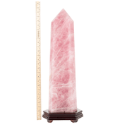 Rose Quartz Crystal Tower on Wood Stand - 24.5 inch