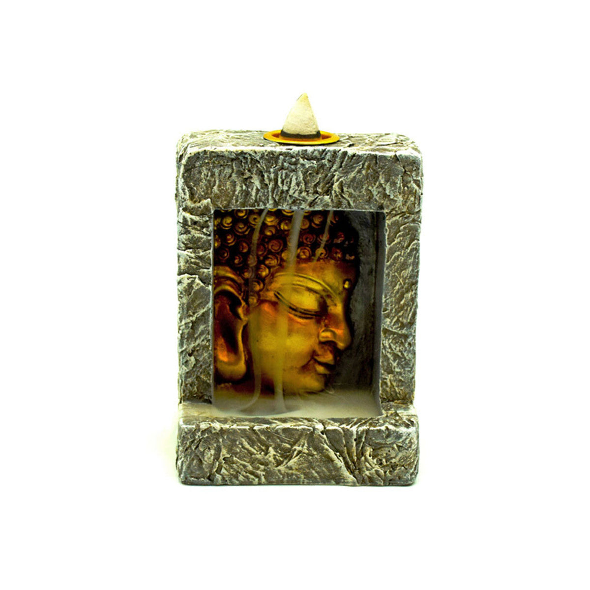 Buddha Head Square Backflow Incense Burner (4 inch)