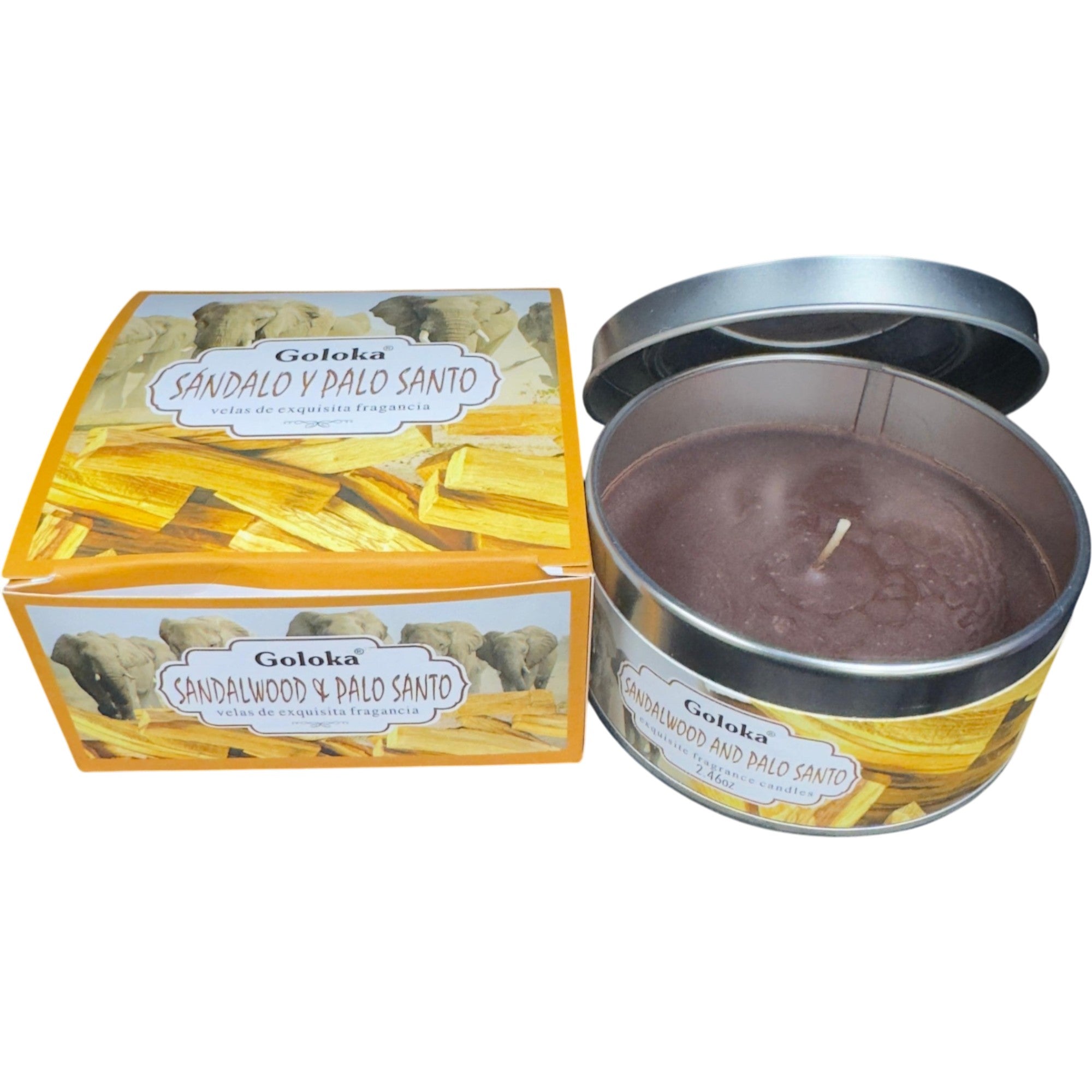 **Goloka Sandalwood and Palo Santo Travel Tin Candle**