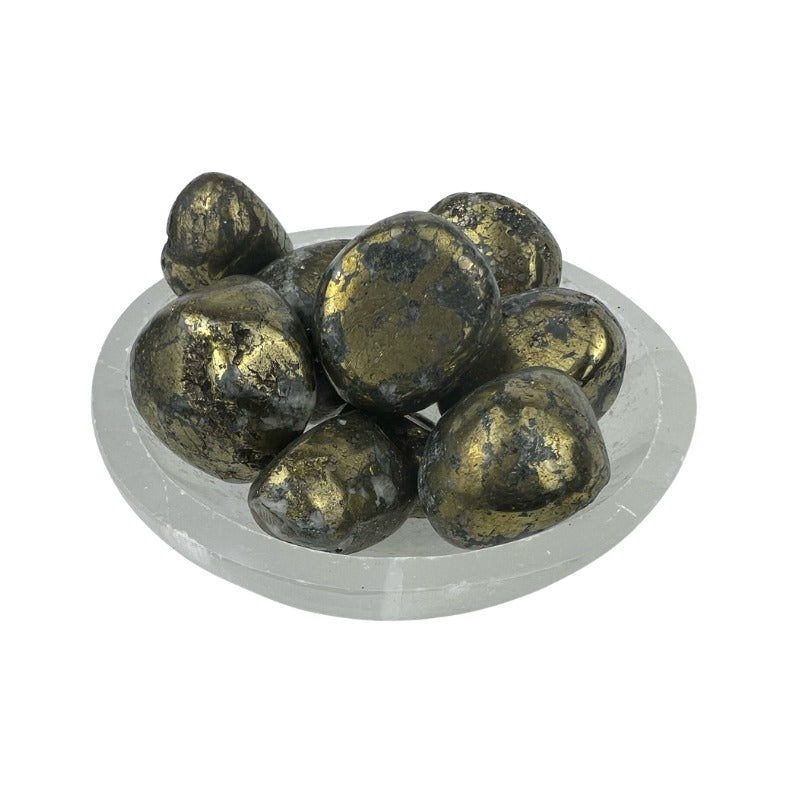 Pyrite with Black Magnetite Tumbled Stone - 20-35 mm