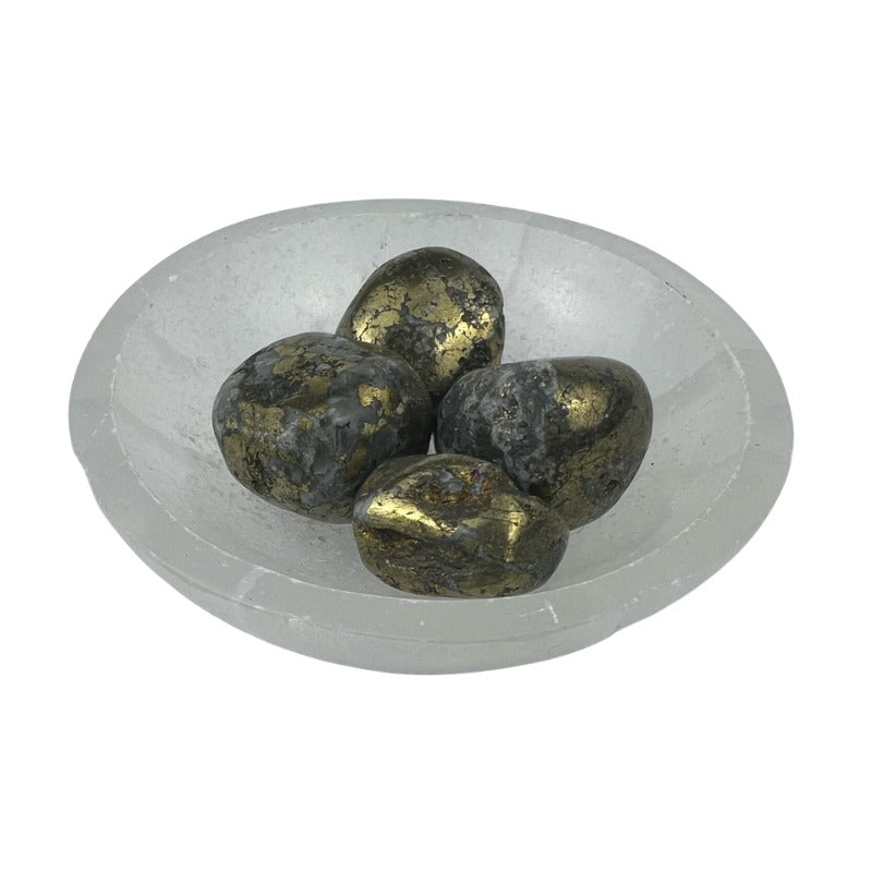 Pyrite with Black Magnetite Tumbled Stone - 20-35 mm