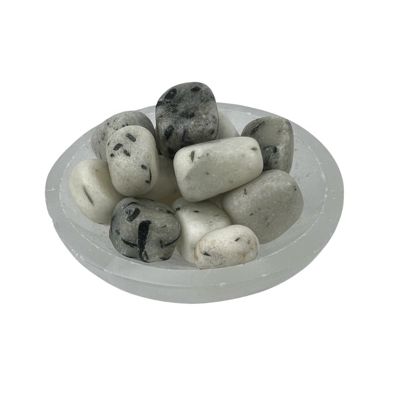 Quartz with Green Tourmaline Rutile Tumbled Stone - 15-30 mm