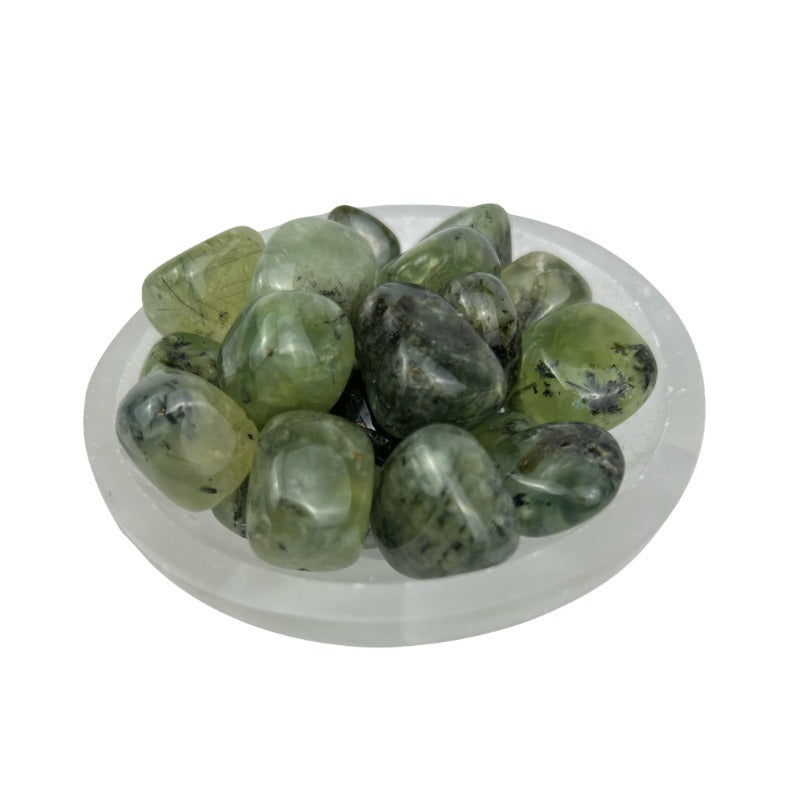 Prehnite with Rutile Tumbled Stone - 15-35 mm