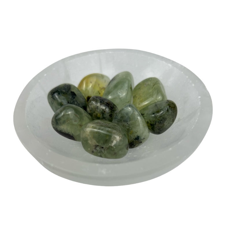 Prehnite with Rutile Tumbled Stone - 15-35 mm
