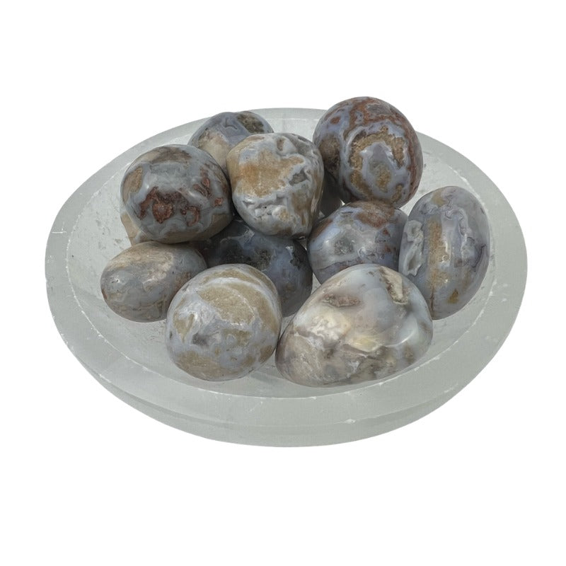 Blue Cherry Blossom Agate Tumbled Stone - 15-20 mm