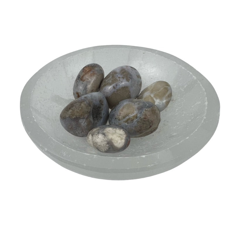 Blue Cherry Blossom Agate Tumbled Stone - 15-20 mm