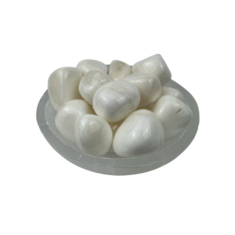 White Calcite with Stripes Tumbled Stone - 20-30 mm