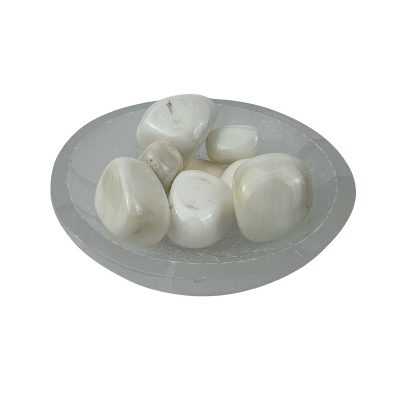 White Calcite with Stripes Tumbled Stone - 20-30 mm