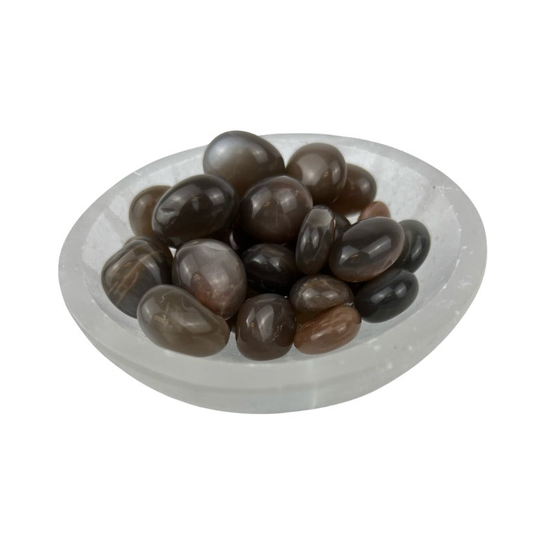 Peach and Black Moonstone Tumbled Stone - 12-20 mm